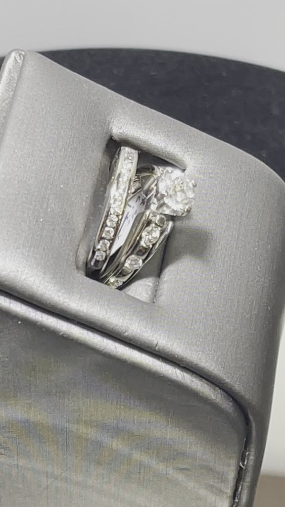 Movie of 14 Karat White Gold Diamond Engagement Ring And Wedding Band Diamond Wedding Set Over 1 1/2 Carats