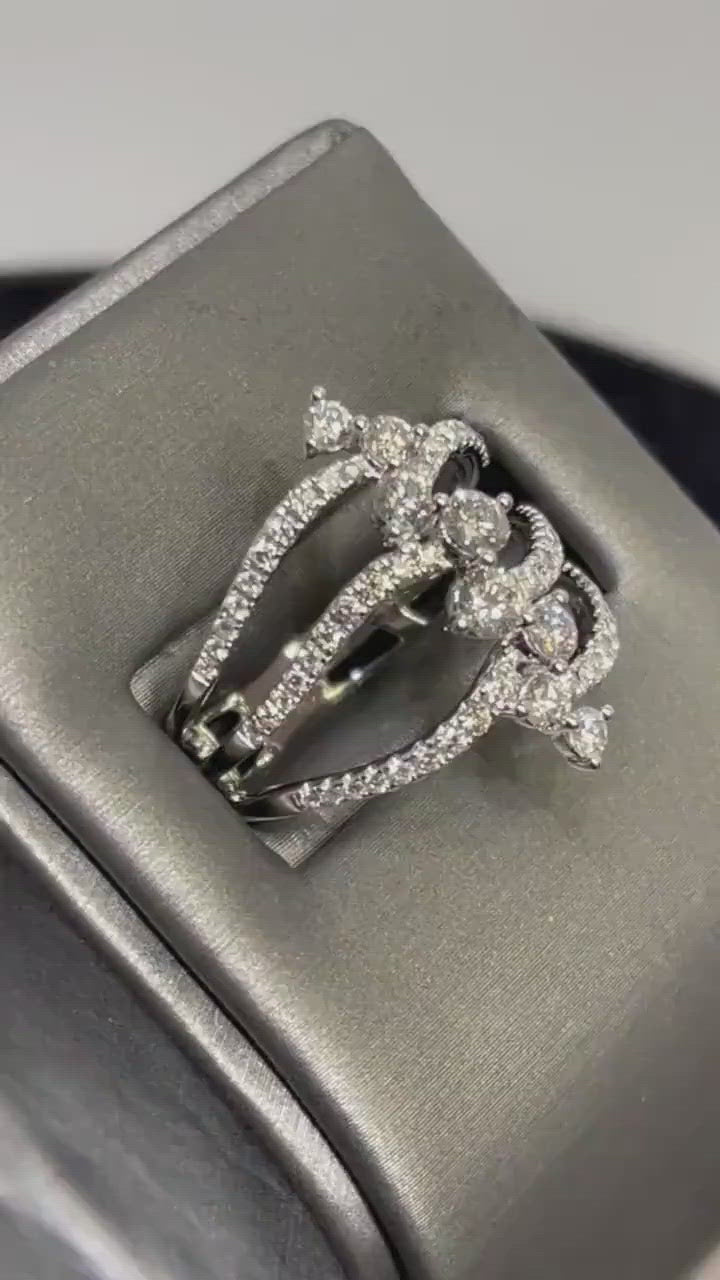 18KT White Gold Diamond Ring North South Type Design