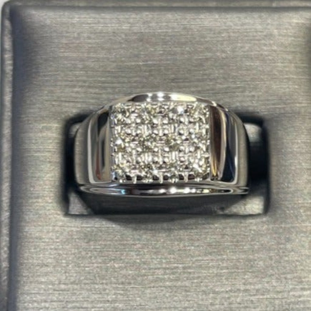 Men's 14 Karat White Gold and Diamond Cluster Ring - Philadelphia Gold & Silver Exchange