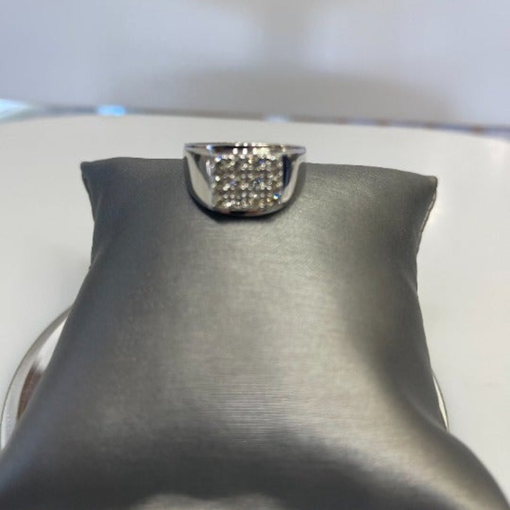 Men's 14 Karat White Gold and Diamond Cluster Ring - Philadelphia Gold & Silver Exchange