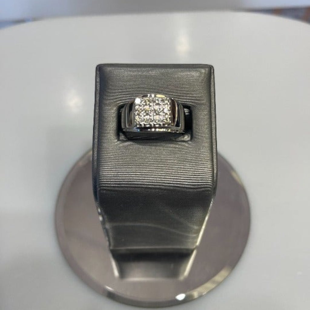 Men's 14 Karat White Gold and Diamond Cluster Ring - Philadelphia Gold & Silver Exchange