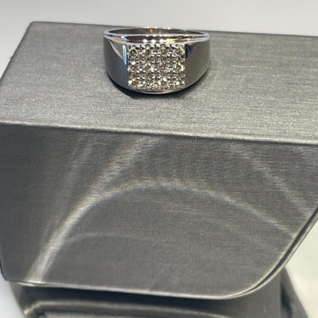 Men's 14 Karat White Gold and Diamond Cluster Ring - Philadelphia Gold & Silver Exchange