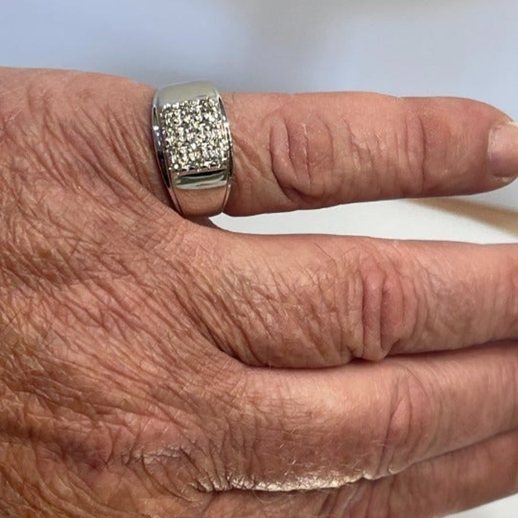 Men's 14 Karat White Gold and Diamond Cluster Ring - Philadelphia Gold & Silver Exchange