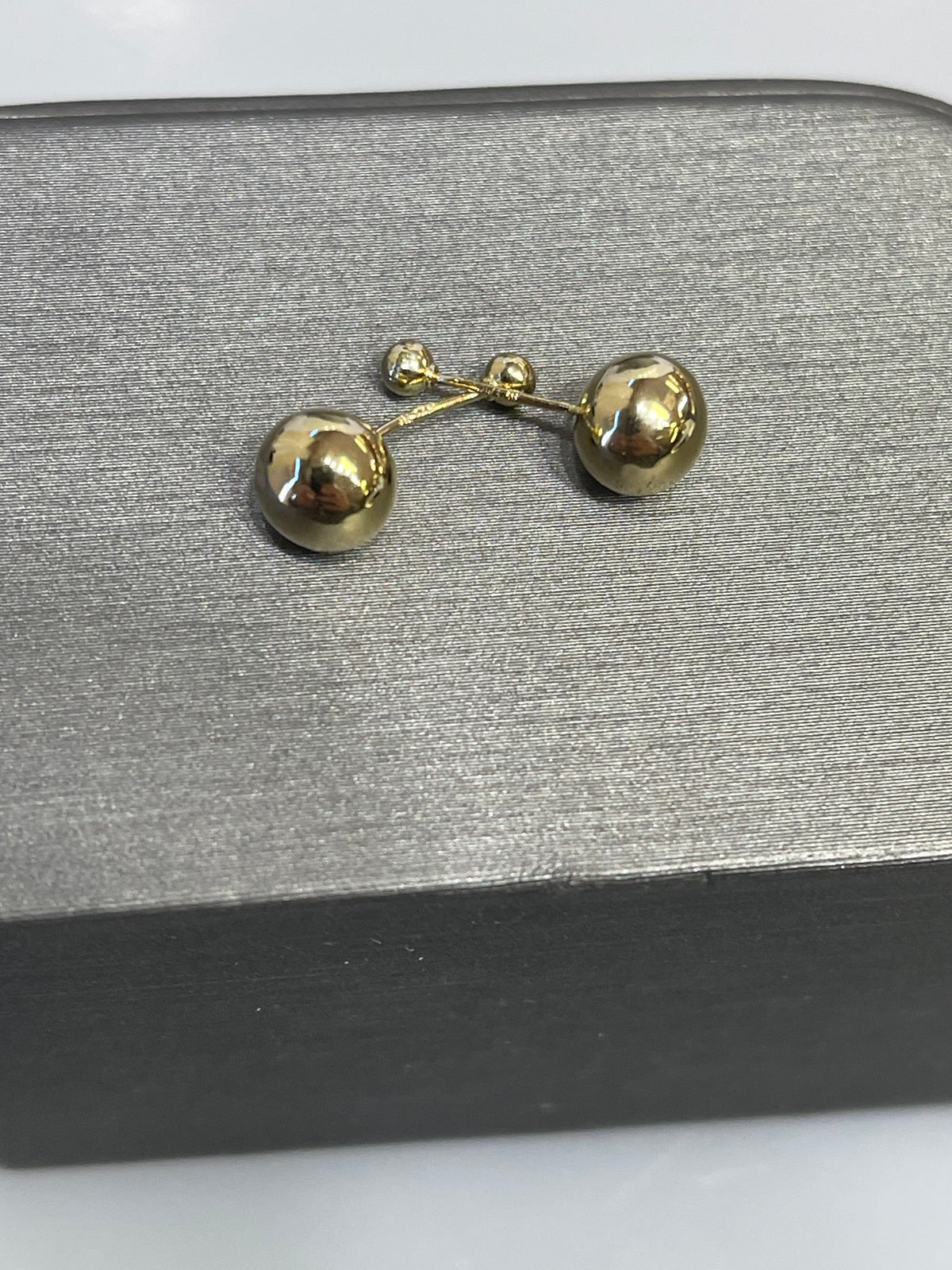 View eight of 14 Karat Yellow Gold Double Ball Pierced Earrings