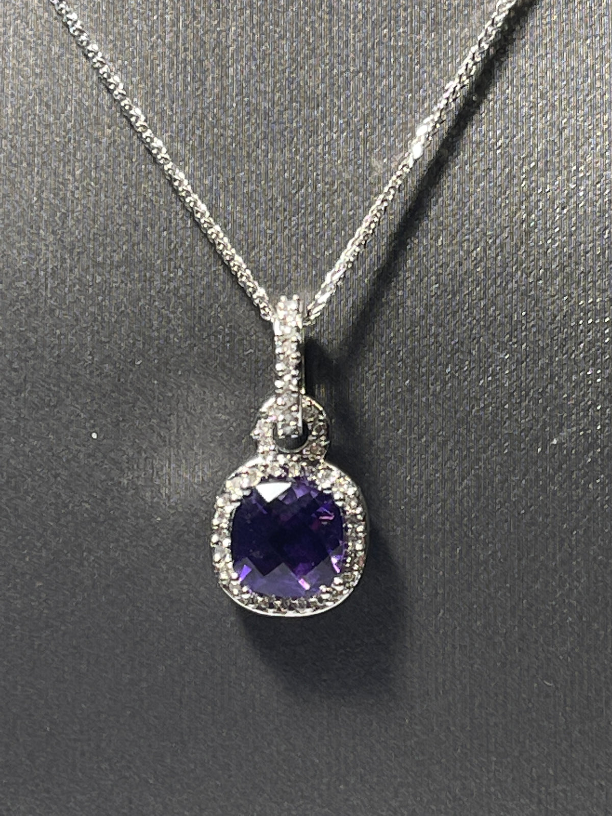 10 Karat White Gold Asher Cut Amethyst Necklace - Philadelphia Gold & Silver Exchange