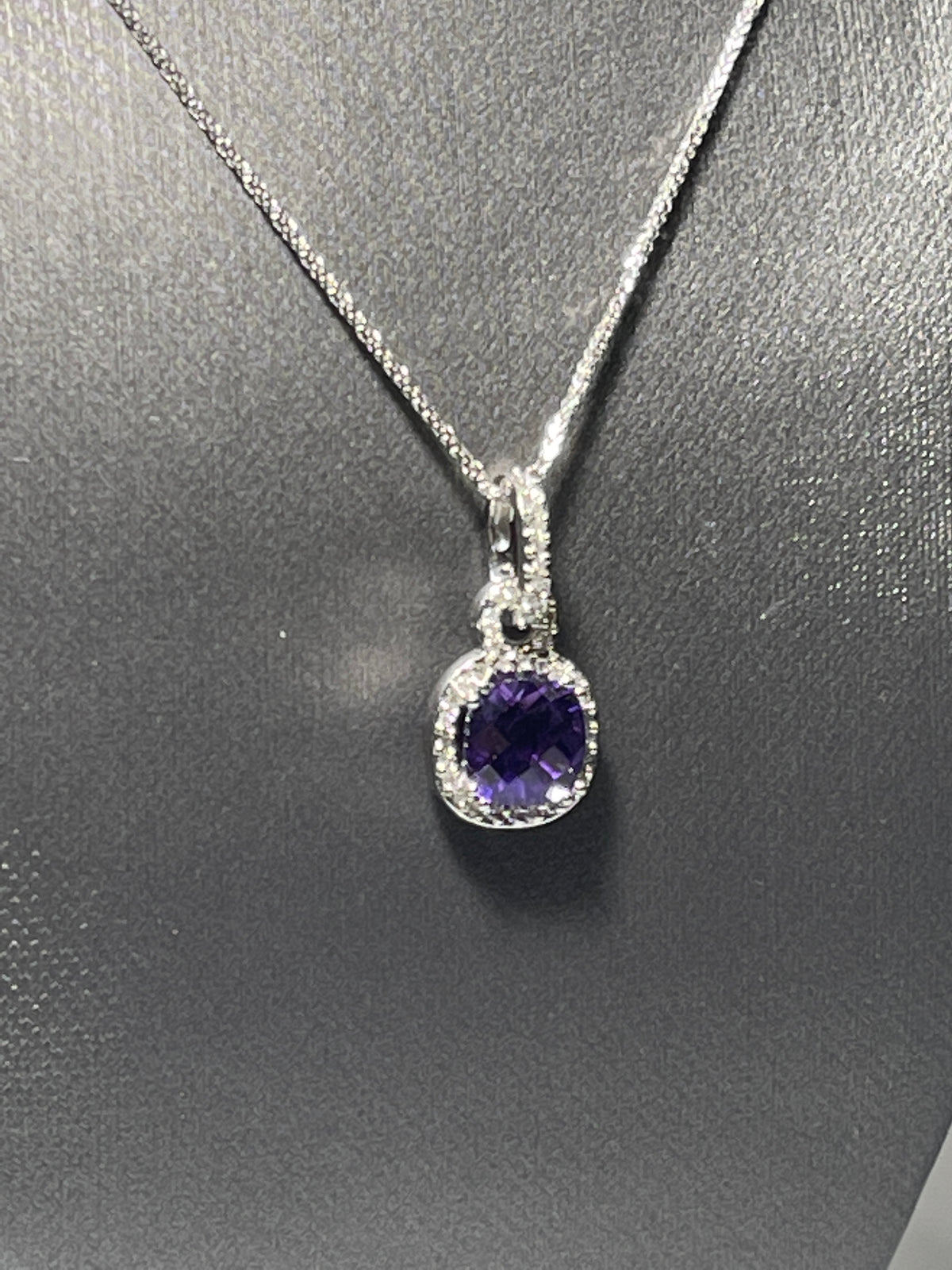 10 Karat White Gold Asher Cut Amethyst Necklace - Philadelphia Gold & Silver Exchange