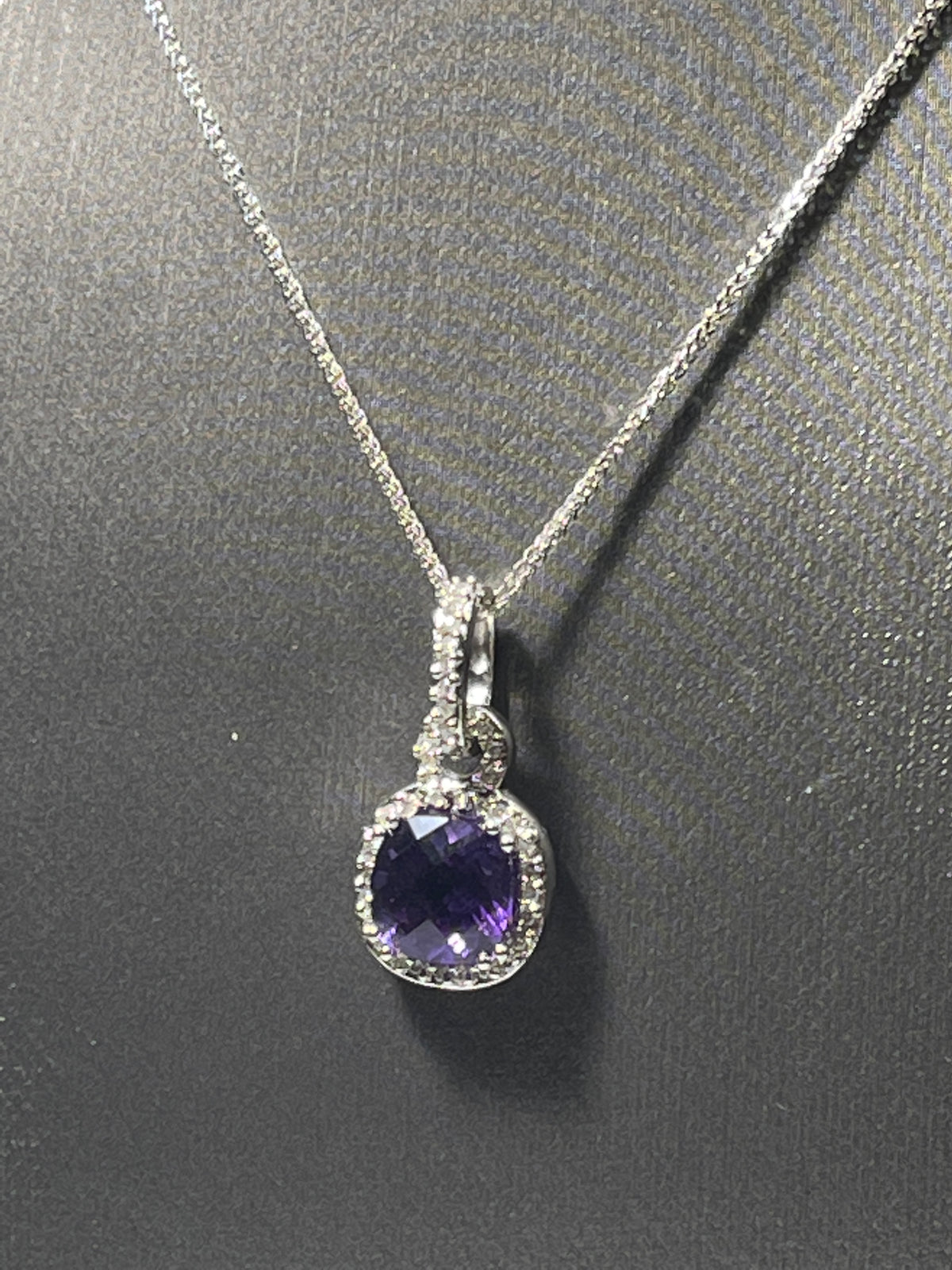 10 Karat White Gold Asher Cut Amethyst Necklace - Philadelphia Gold & Silver Exchange