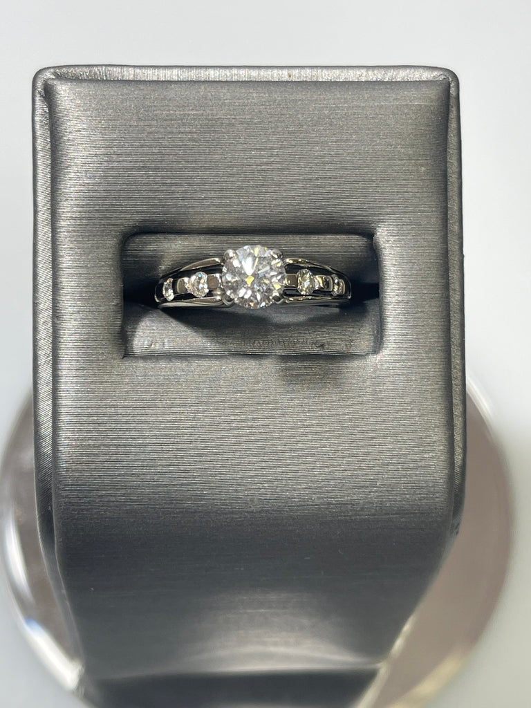 View one of 14 Karat White Gold Diamond Engagement Ring And Wedding Band Diamond Wedding Set Over 1 1/2 Carats