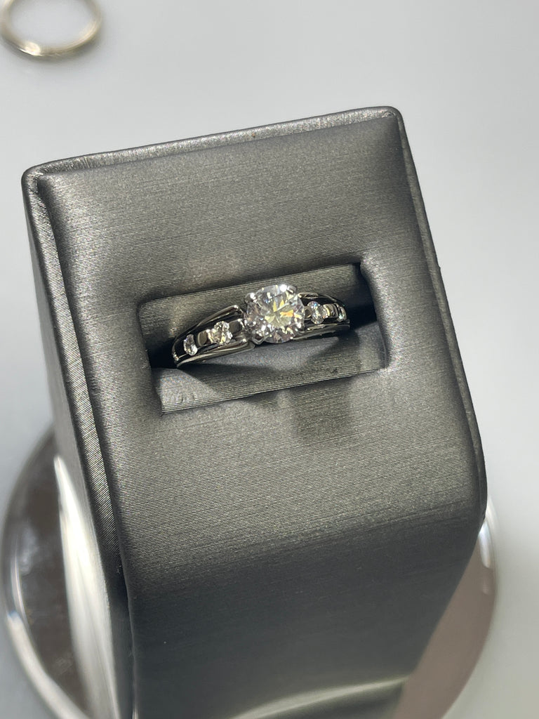 View two of 14 Karat White Gold Diamond Engagement Ring And Wedding Band Diamond Wedding Set Over 1 1/2 Carats