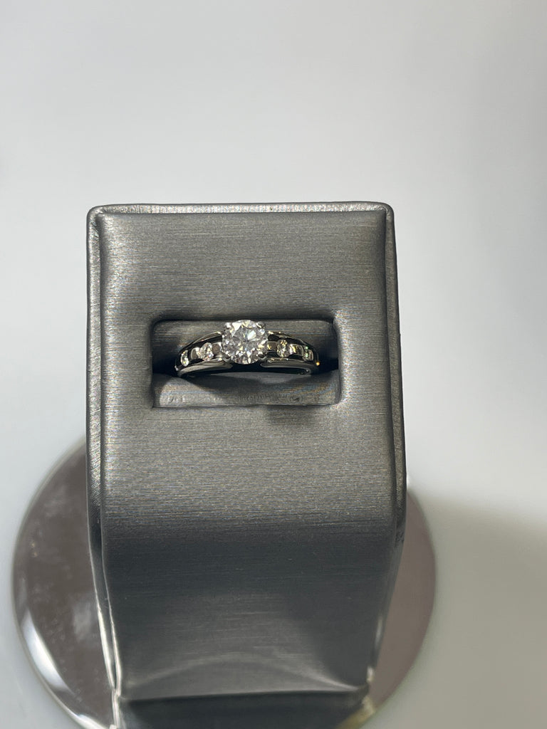 View four of 14 Karat White Gold Diamond Engagement Ring And Wedding Band Diamond Wedding Set Over 1 1/2 Carats