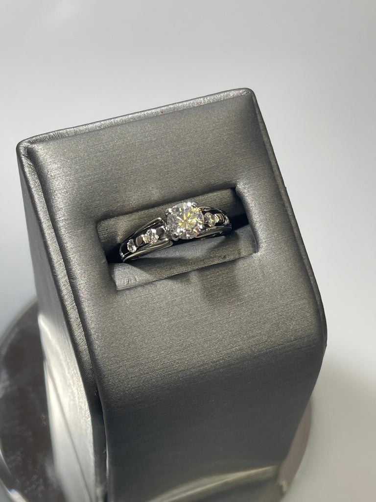 View five of 14 Karat White Gold Diamond Engagement Ring And Wedding Band Diamond Wedding Set Over 1 1/2 Carats