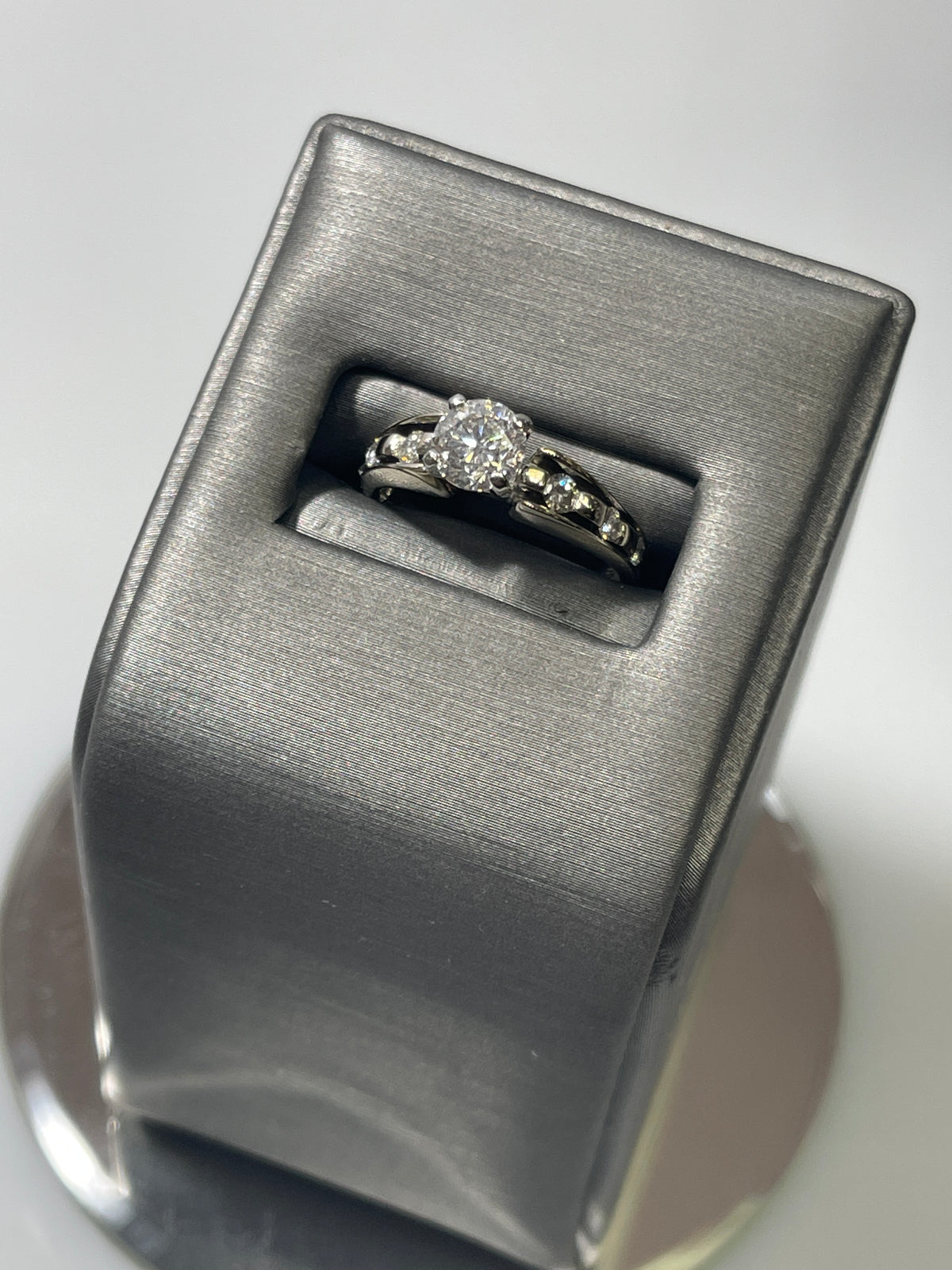 View six of 14 Karat White Gold Diamond Engagement Ring And Wedding Band Diamond Wedding Set Over 1 1/2 Carats