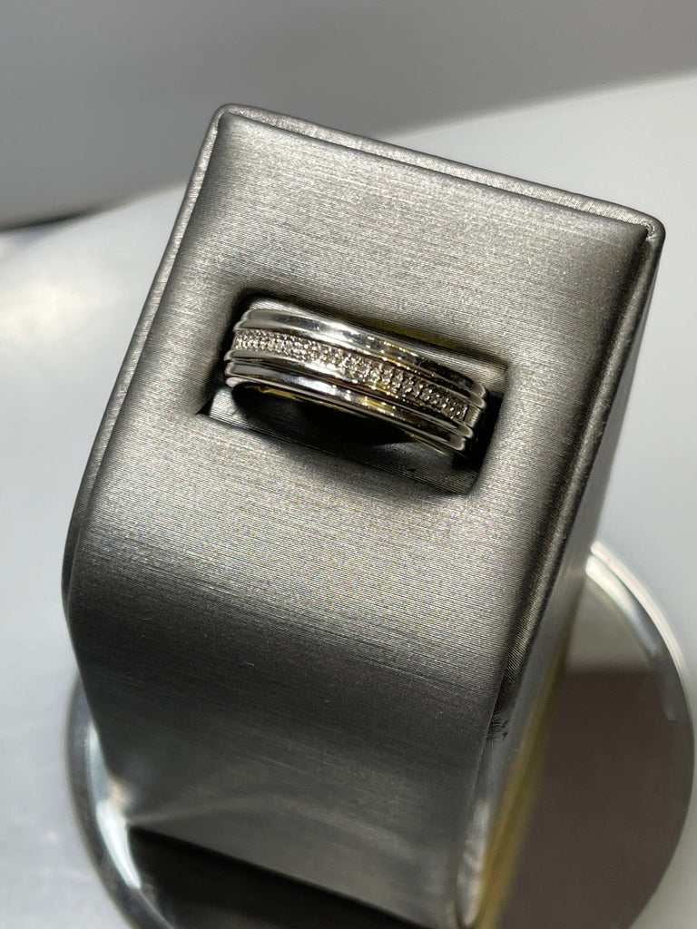 View three of 10 Karat White Gold Diamond Band Classic