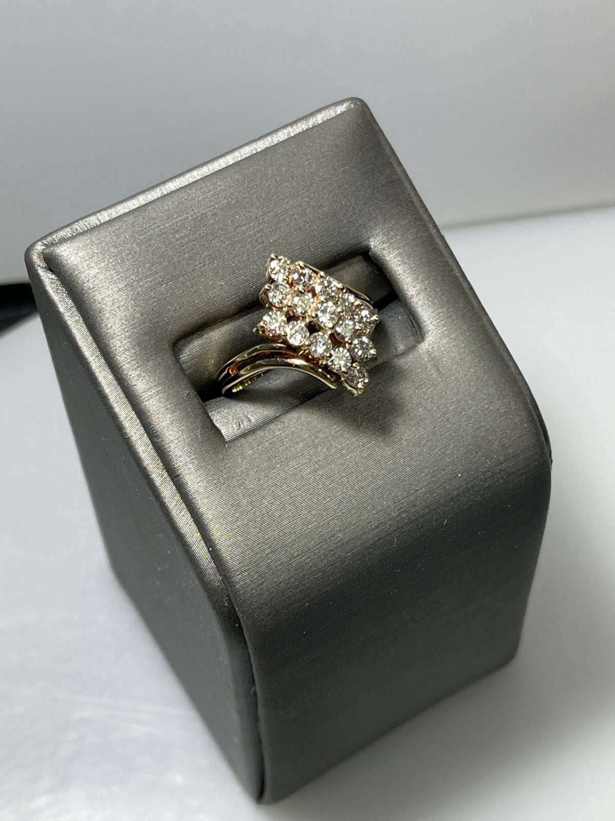 Ladies 14 Karat Gold Diamond Cluster Cocktail Ring