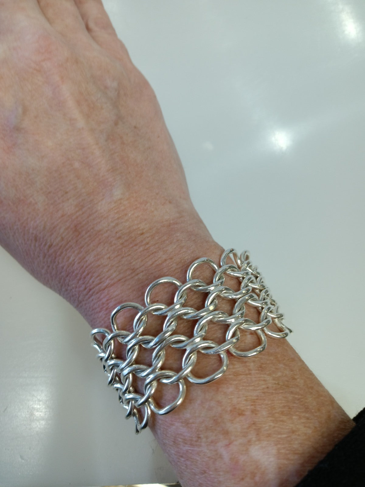 STERLING SILVER CHAIN LINK MESH BRACELET