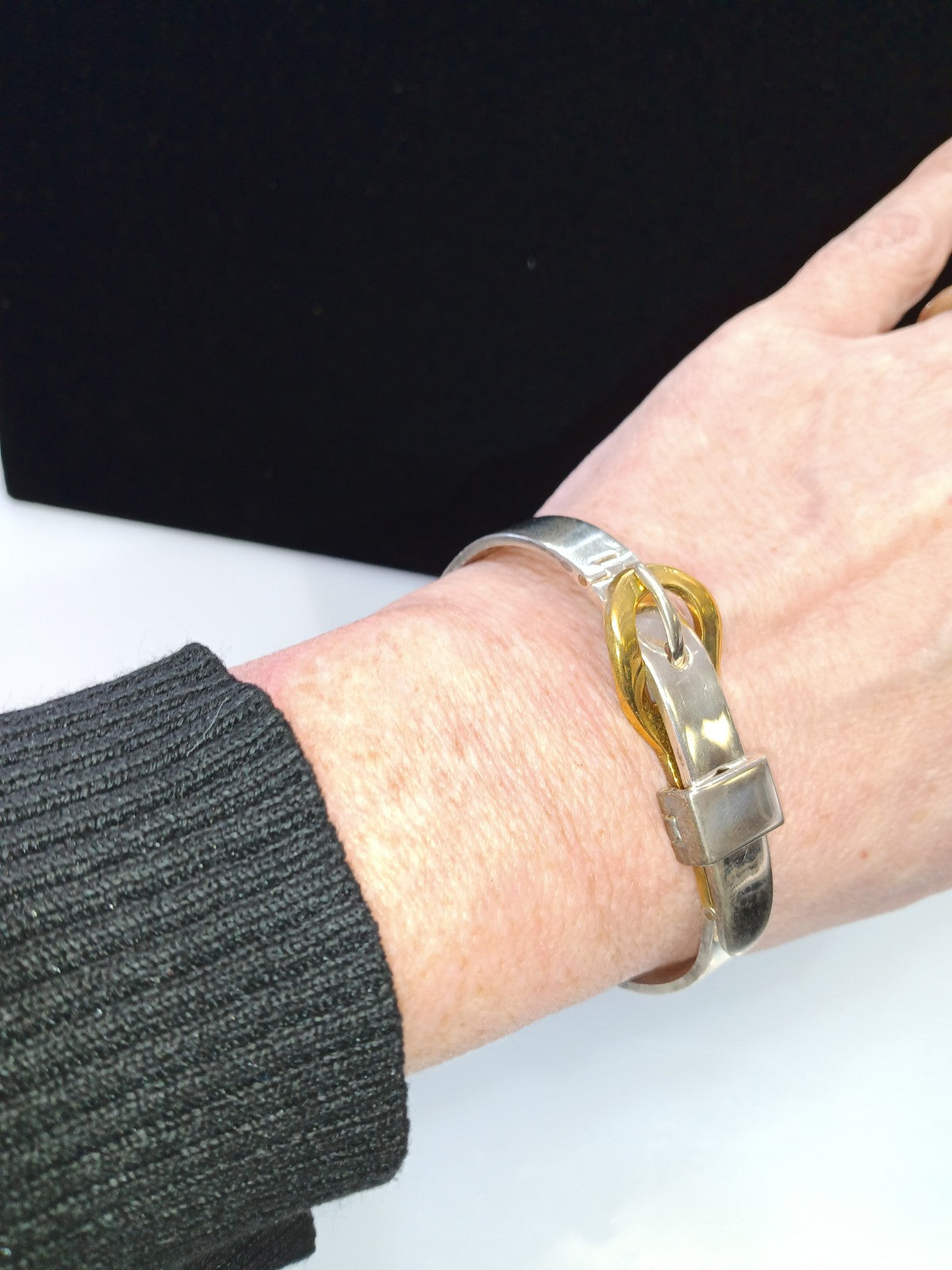 STERLING SILVER BELT BUCKET BRACELET