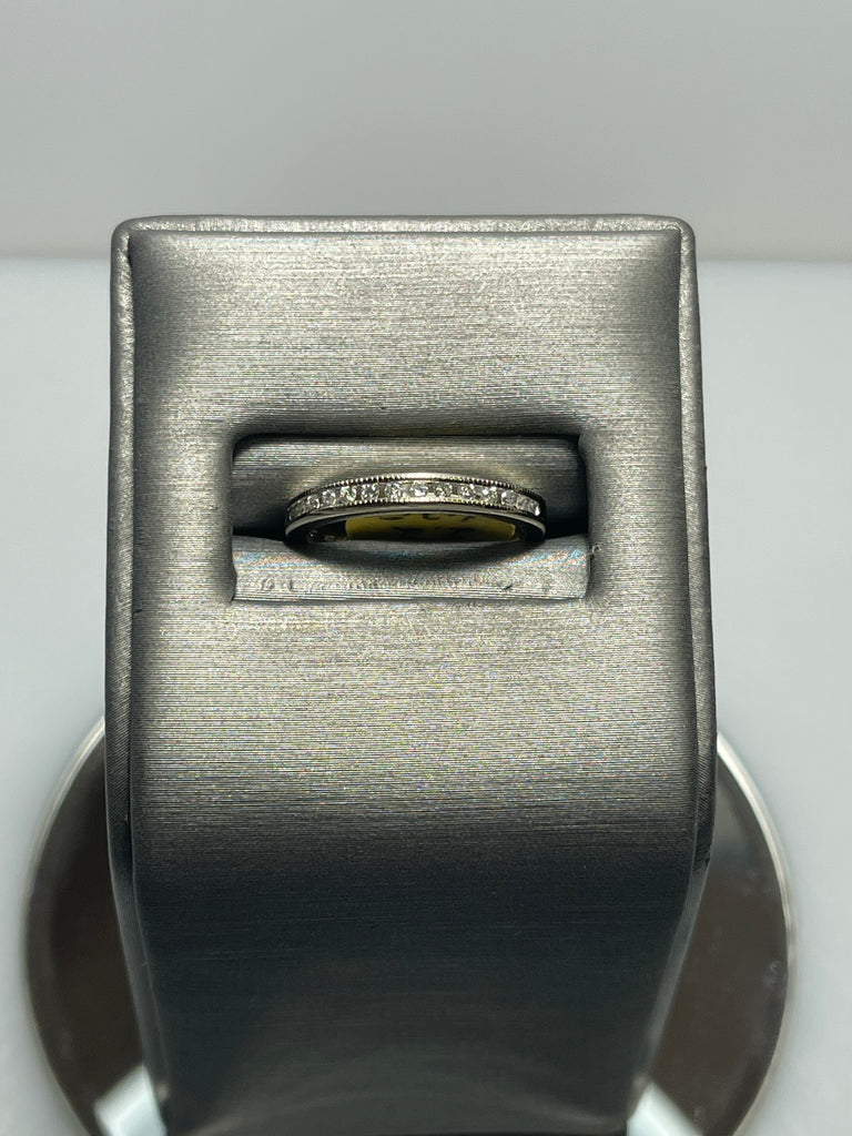 view one of 14 Karat White Gold Diamond Band With Millgrain Edging