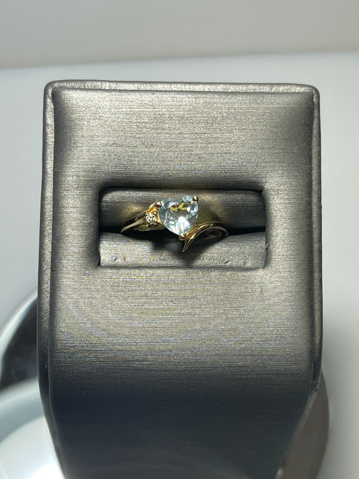 14 Karat Yellow Gold Aquamarine & Diamond Ring Petite - Philadelphia Gold & Silver Exchange