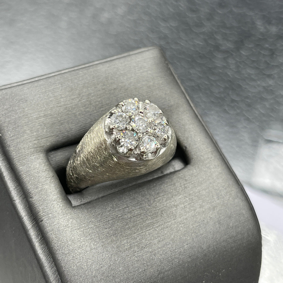 A Fabulous 14 Karat Gold Men's Gypsy Cluster Diamond Ring