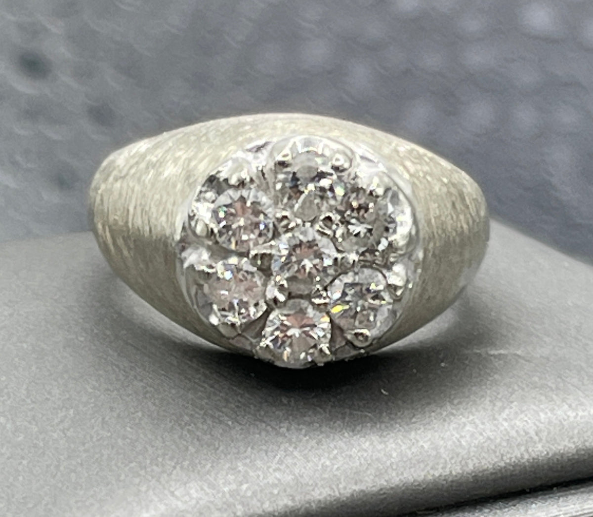 A Fabulous 14 Karat Gold Men's Gypsy Cluster Diamond Ring