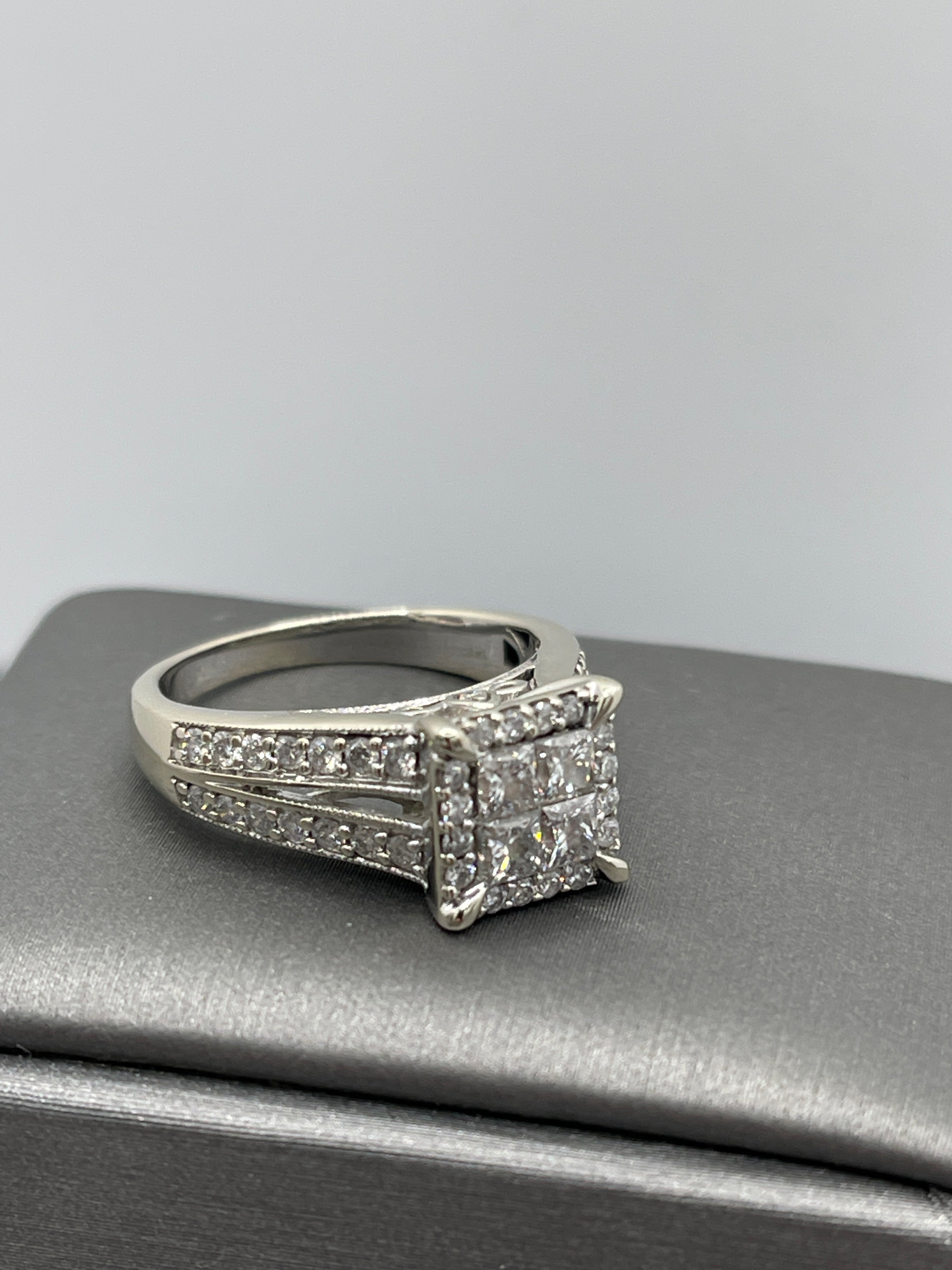 2.00 CTW Princess-Cut Quad Diamond Engagement Ring | Wholesale Diamonds