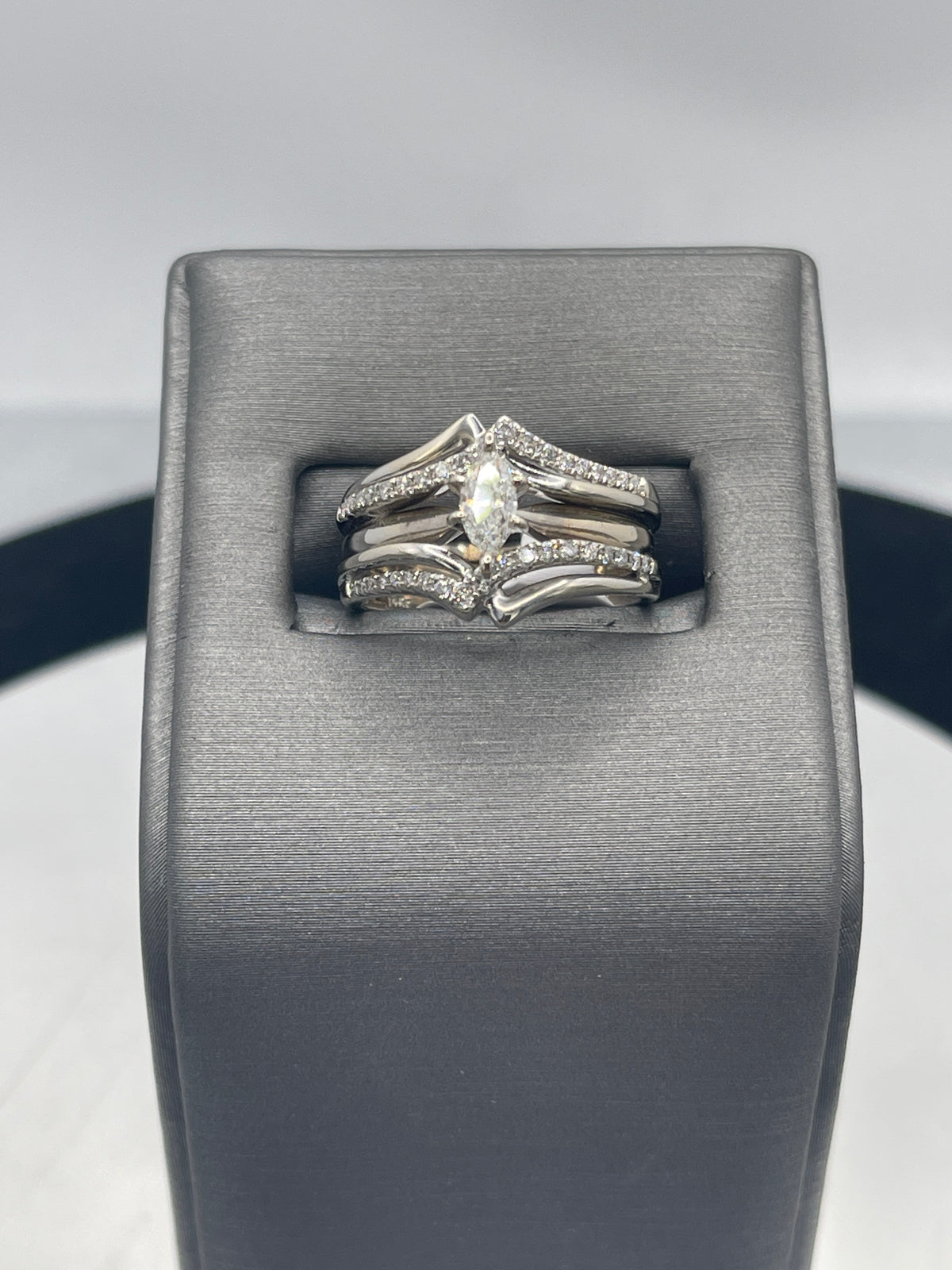 14 Karat White Gold Marquise Diamond Ring With Accenting Diamonds - Philadelphia Gold & Silver Exchange