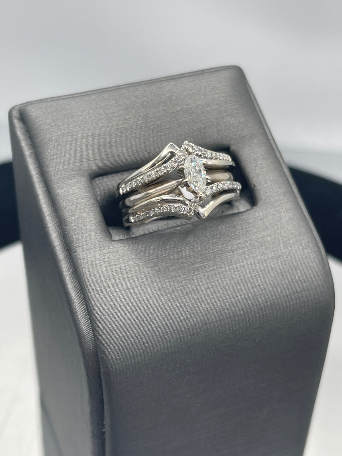 14 Karat White Gold Marquise Diamond Ring With Accenting Diamonds - Philadelphia Gold & Silver Exchange