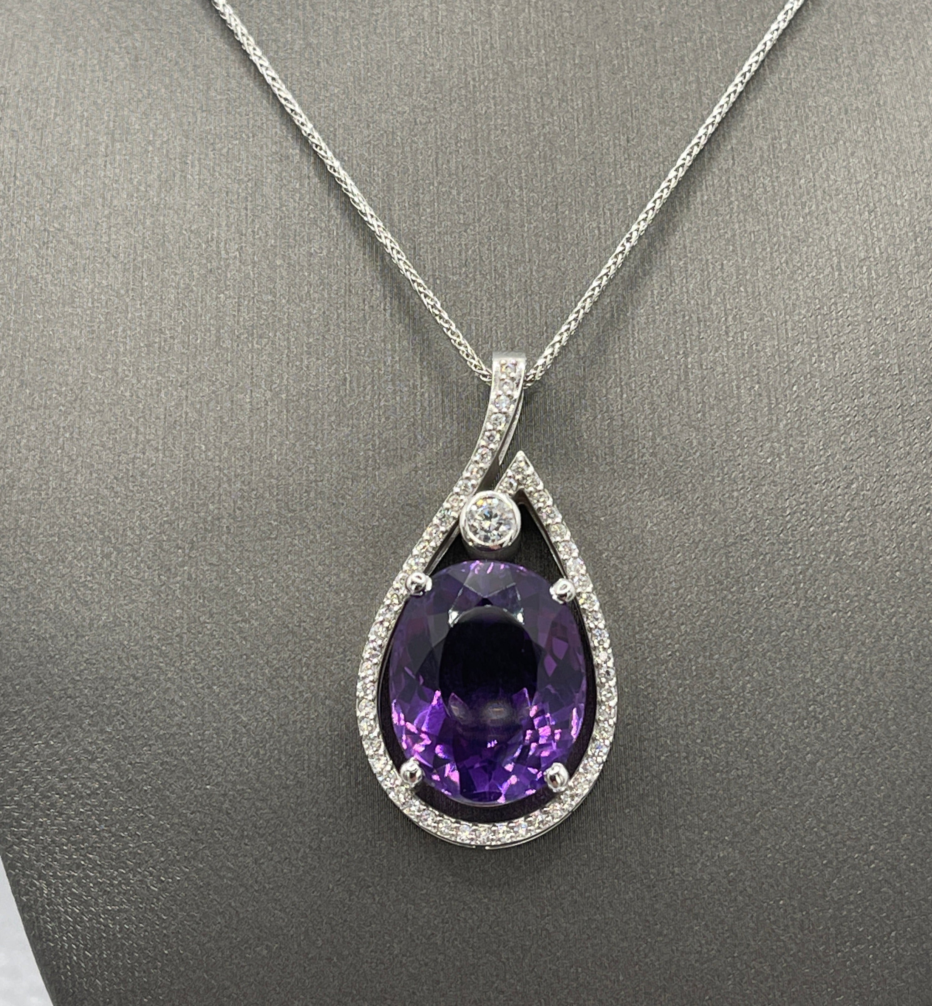 Cusion Cut Amethyst and Diamond Pendant – Bella's Fine Jewelers