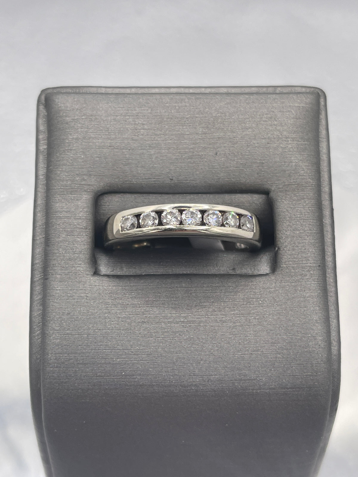 view of 14 Karat White Gold Diamond Wedding Set Engagement Ring Matching Diamond Bands