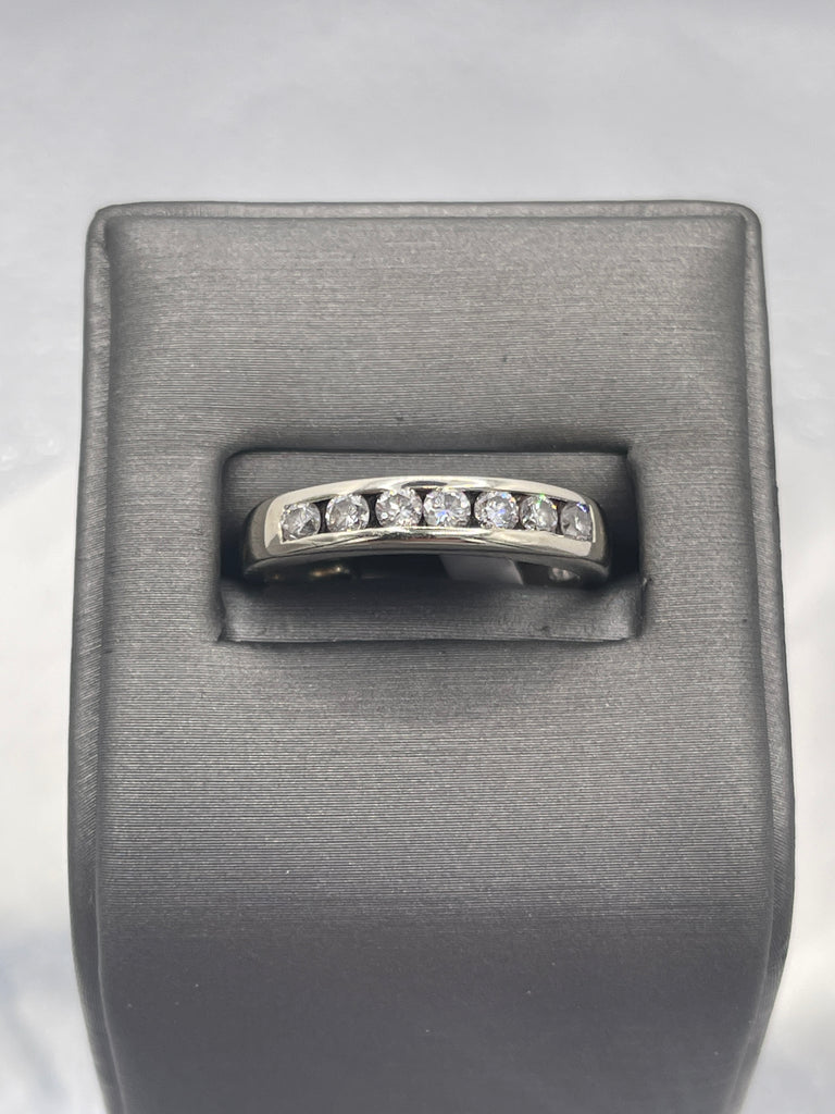 view of 14 Karat White Gold Diamond Wedding Set Engagement Ring Matching Diamond Bands