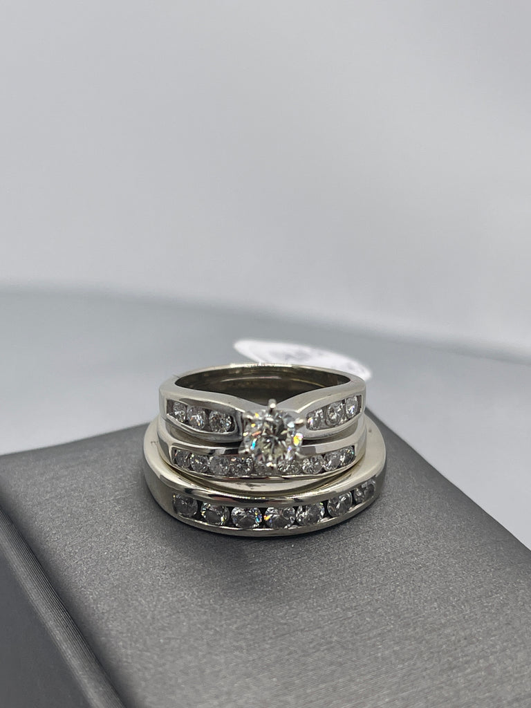 all three rings stacked on top of one another 