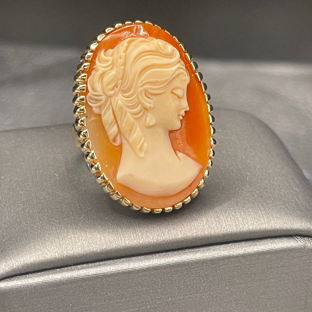 View four of A Vintage Ladies 14 Karat Yellow Gold Large Oval Cameo Ring