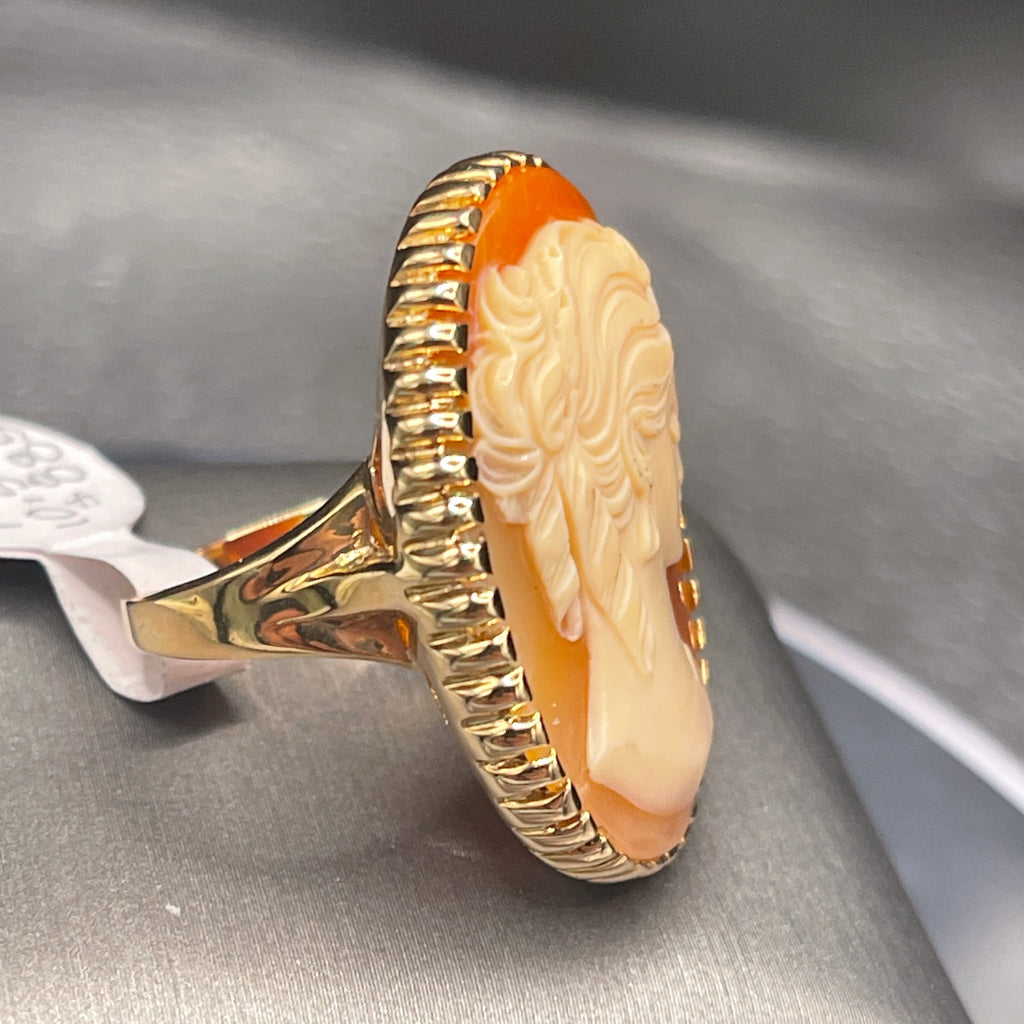 View five of A Vintage Ladies 14 Karat Yellow Gold Large Oval Cameo Ring