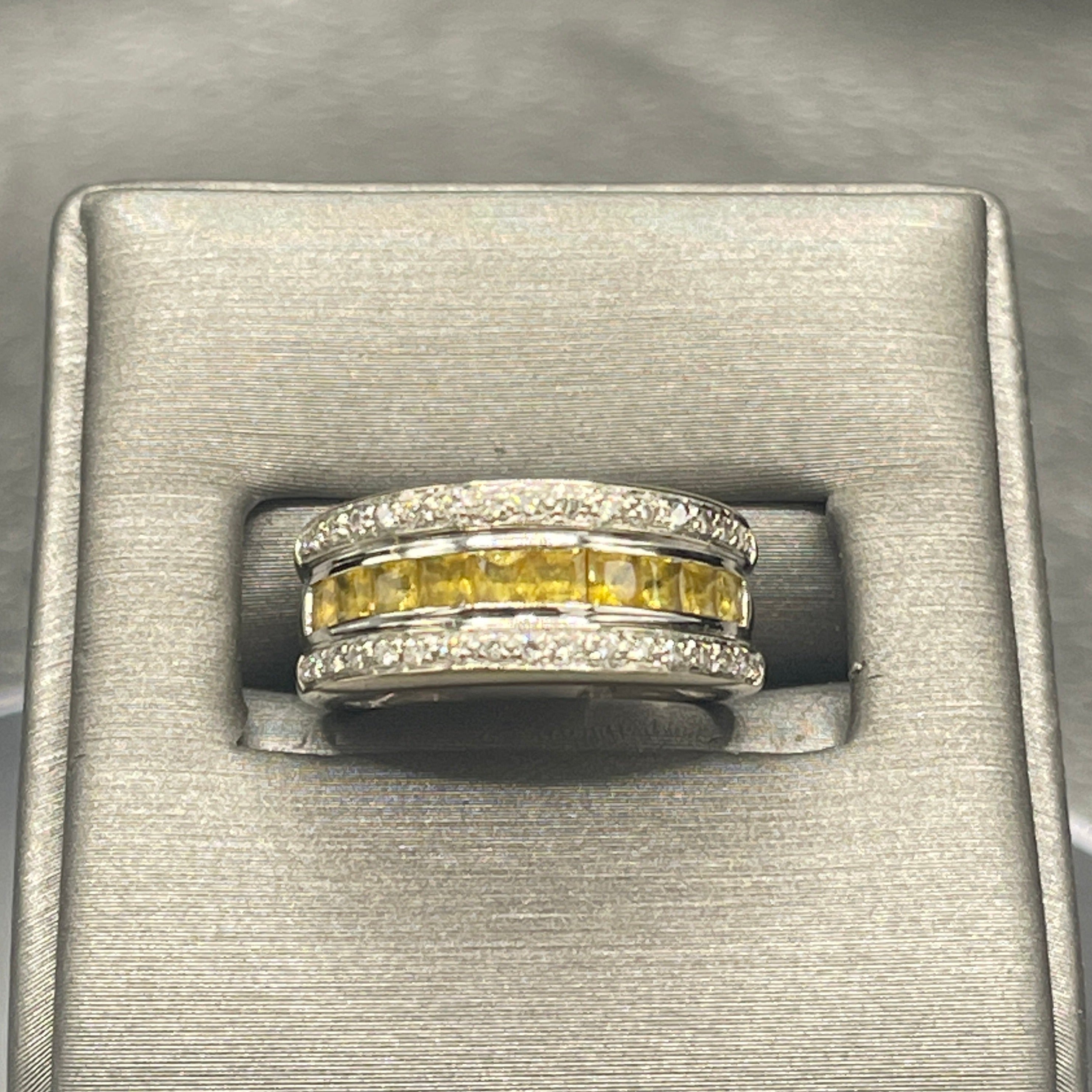 Sapphire Diamond 18 Karat White Gold Eternity Wedding Band Ring Size 7 –  Bardys Estate Jewelry
