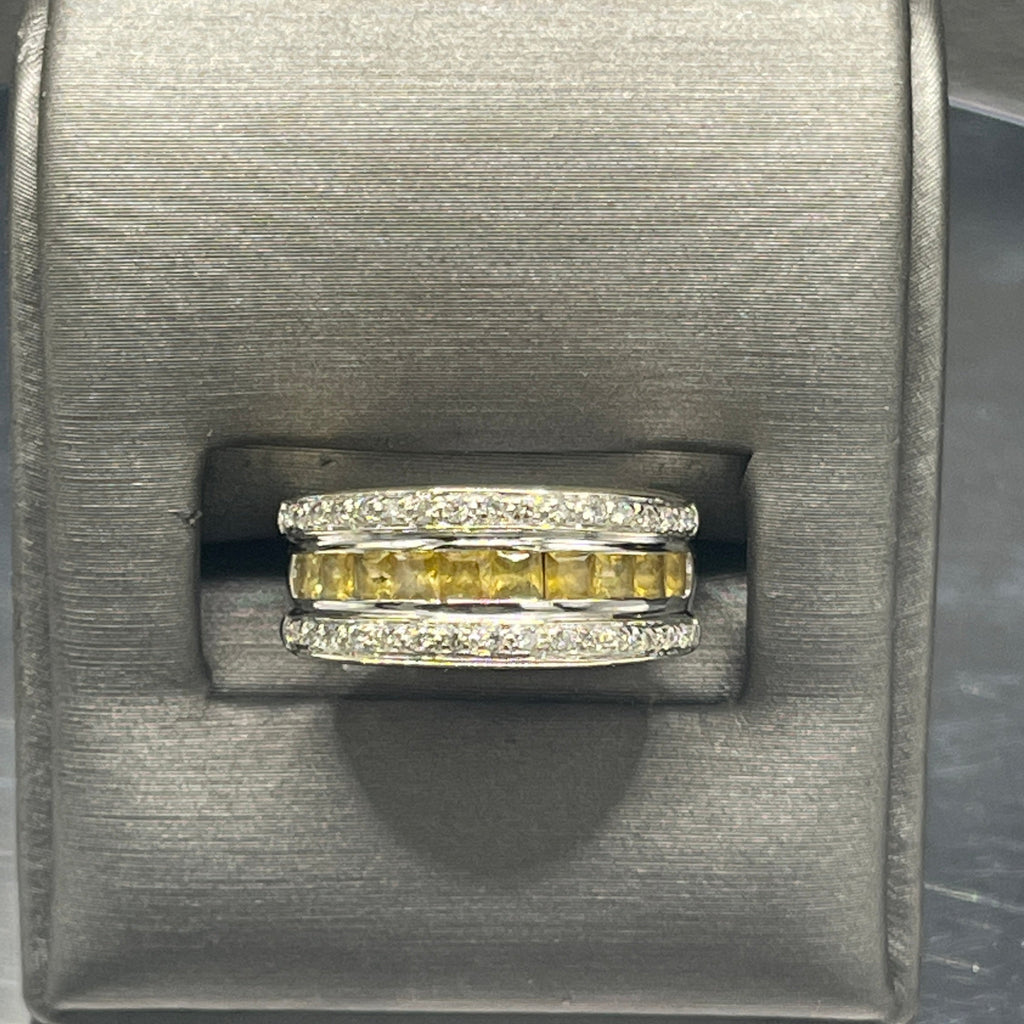 view four of 14 Karat White Gold Yellow Sapphire And Diamond Band Ring