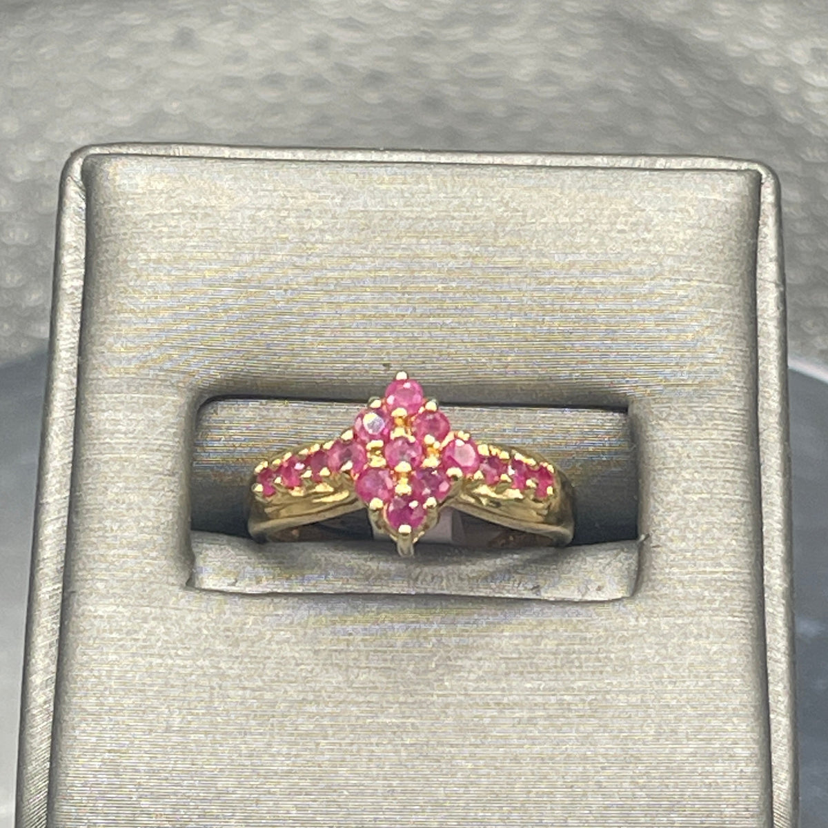10 Karat Yellow Gold Ruby Cluster Ring