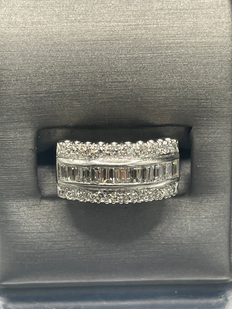 View four of Vintage Platinum Diamond Band With Baguettes And Round Diamonds Heavy Band Incredible Ring