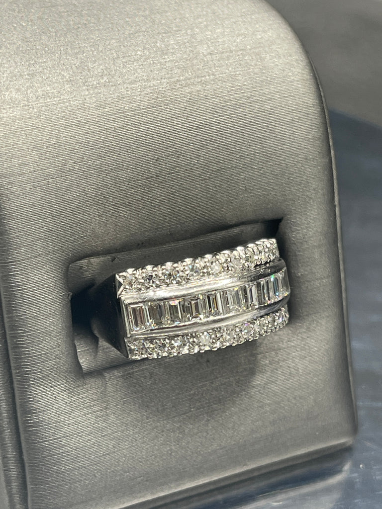 View five of Vintage Platinum Diamond Band With Baguettes And Round Diamonds Heavy Band Incredible Ring