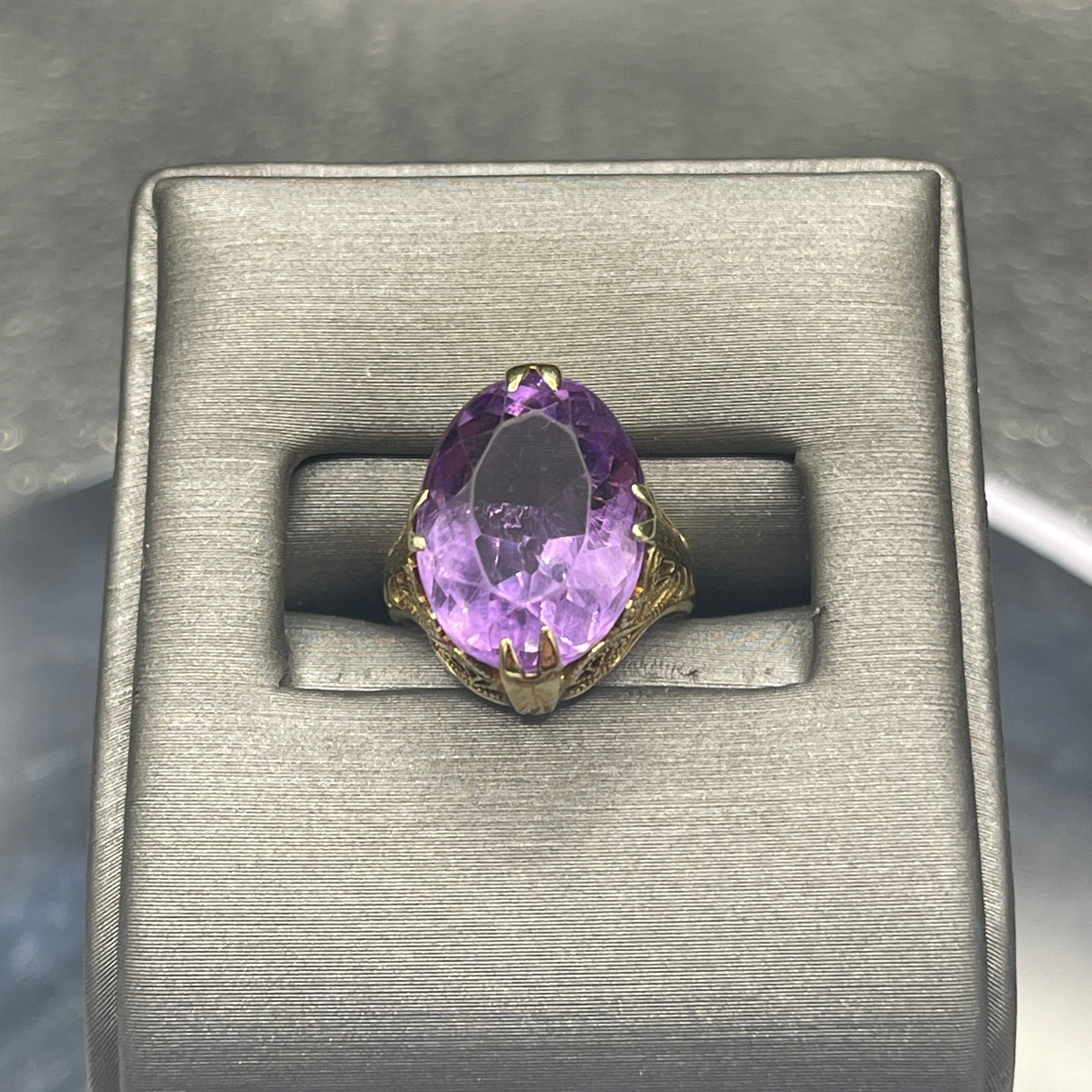 Buy Natural Amethyst Ring, Purple Amethyst Engagement Ring, February  Birthstone, Gemstone Ring, Anniversary Birthday Gift for Her, Yellow Gold  Online in India - Etsy