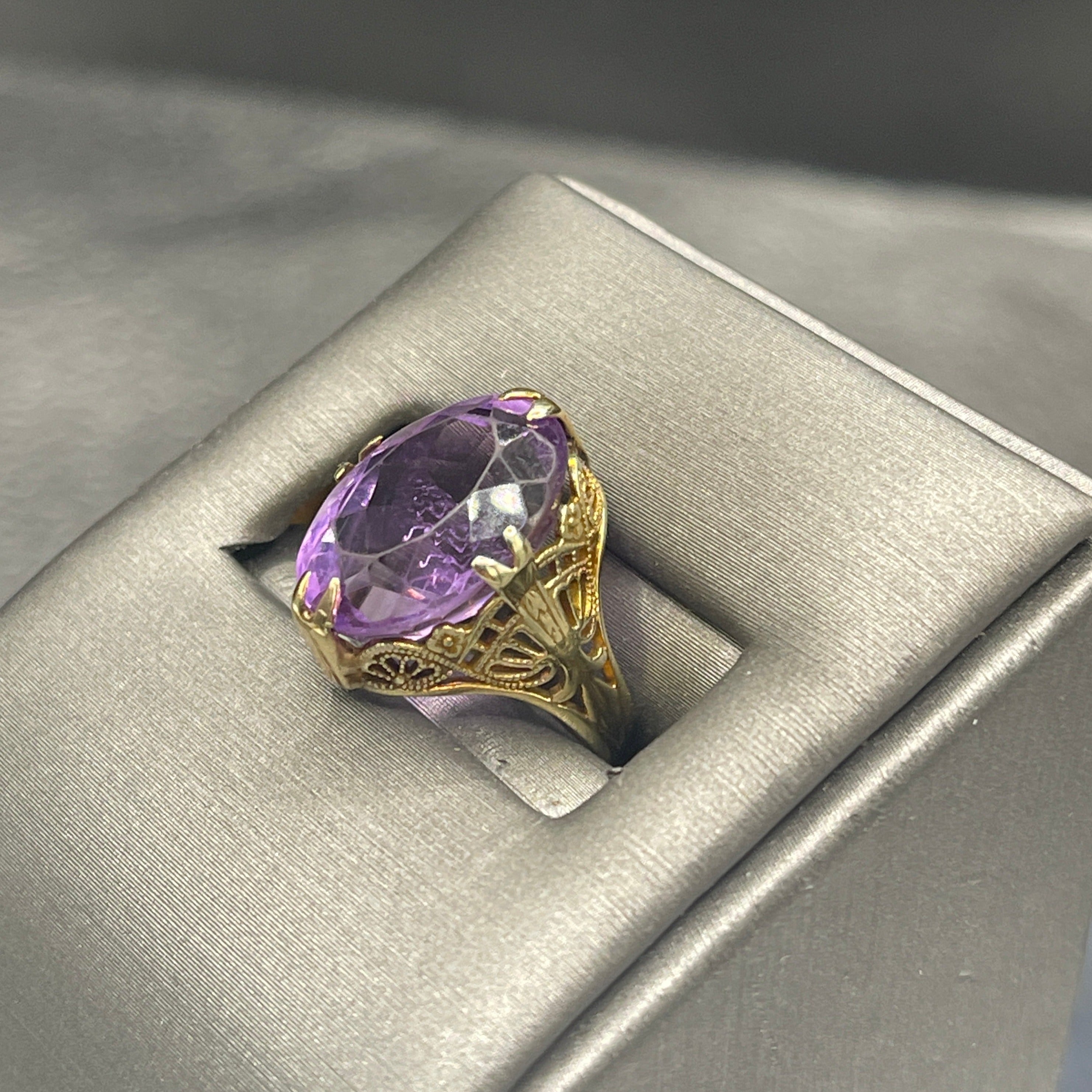 Cushion Cut Amethyst Ring with Diamond Accents - Afrogem Jewellers
