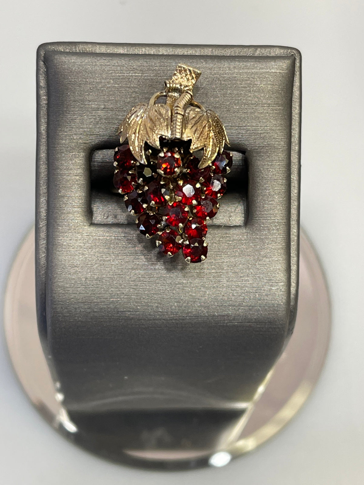 View one of 14K YELLOW GOLD ART DECO GARNET GRAPE LEAF RING