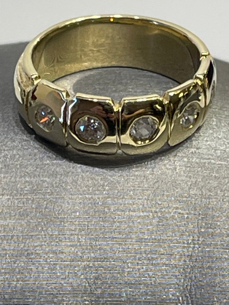 view two of Men's 14 Karat Heavy Yellow Gold Diamond Band Over 1 Carat Diamond Ring