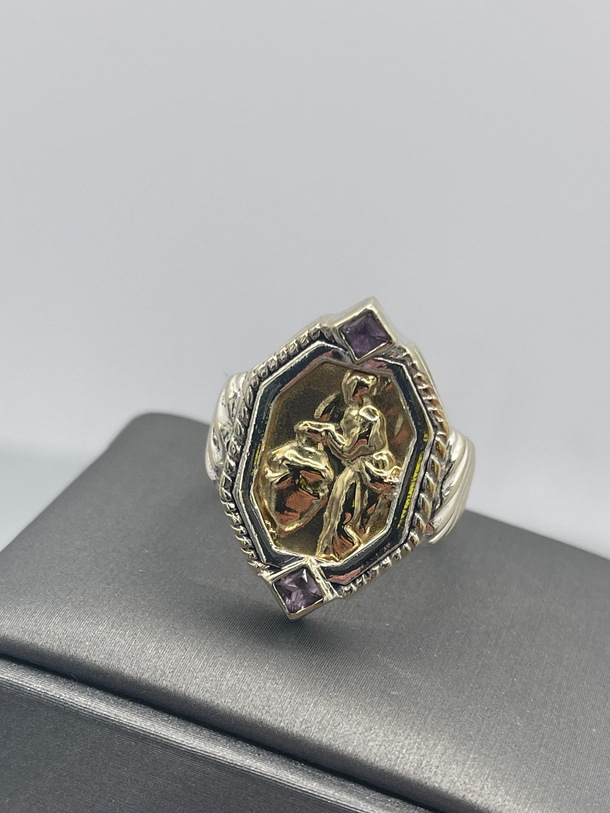 View five of Ladies Vintage Tagliamonte 18 Karat Yellow Gold & Sterling Silver Ring