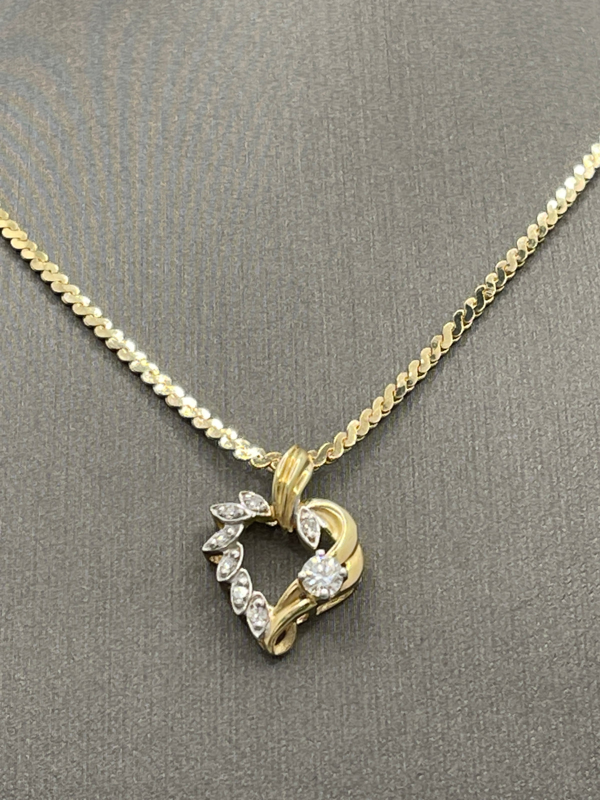 14 Karat Ladies Yellow Gold Custom Diamond Heart Pendant