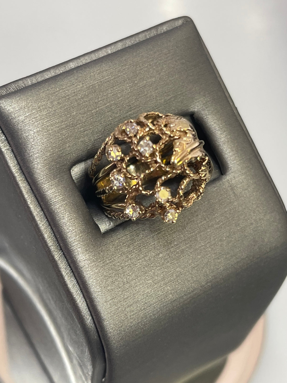 Vintage 14K Yellow Gold Open Cluster Diamond Ring - Philadelphia Gold & Silver Exchange