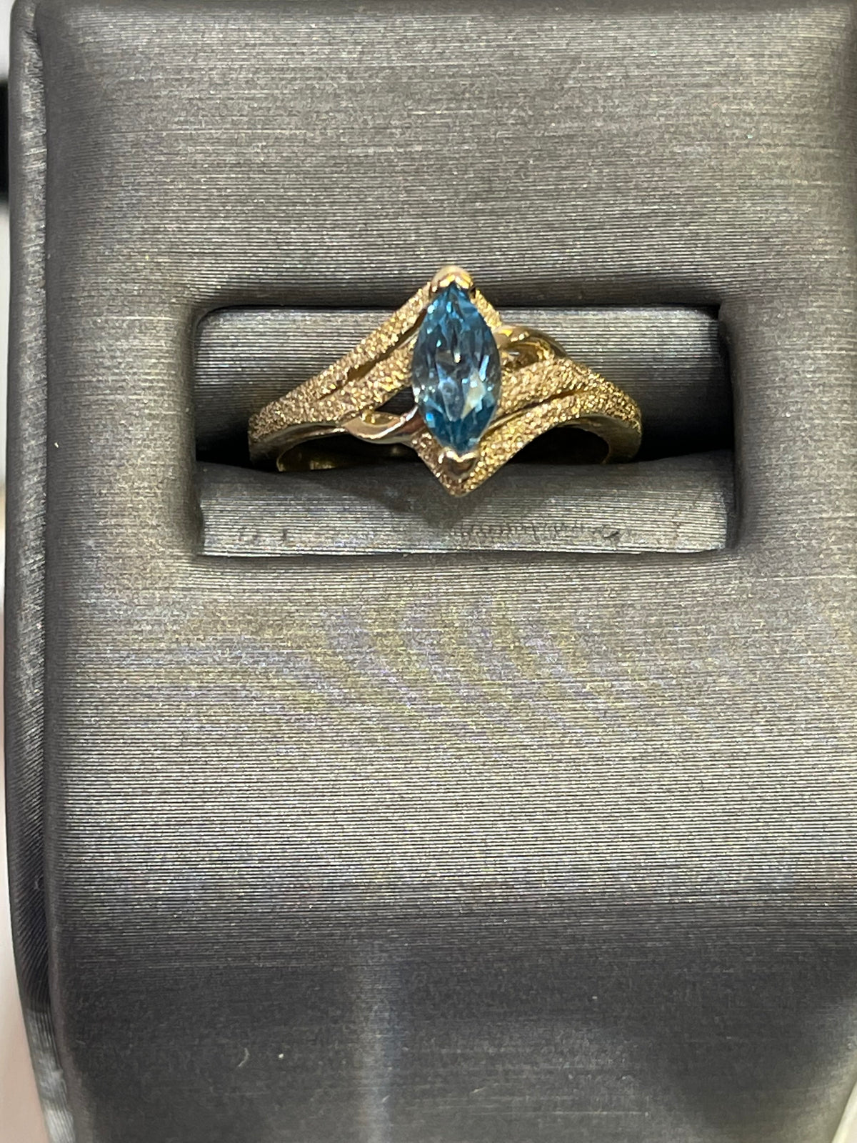 14 Karat Yellow Gold Marquise Shaped Blue Topaz Ring - Philadelphia Gold & Silver Exchange