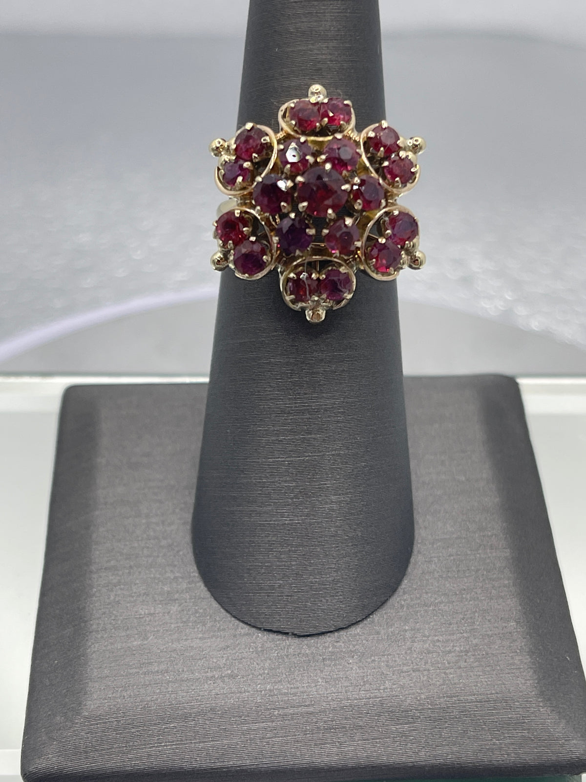 View two of A Fabulous Ladies Vintage 14 Karat Gold Ruby Starburst Cocktail Ring