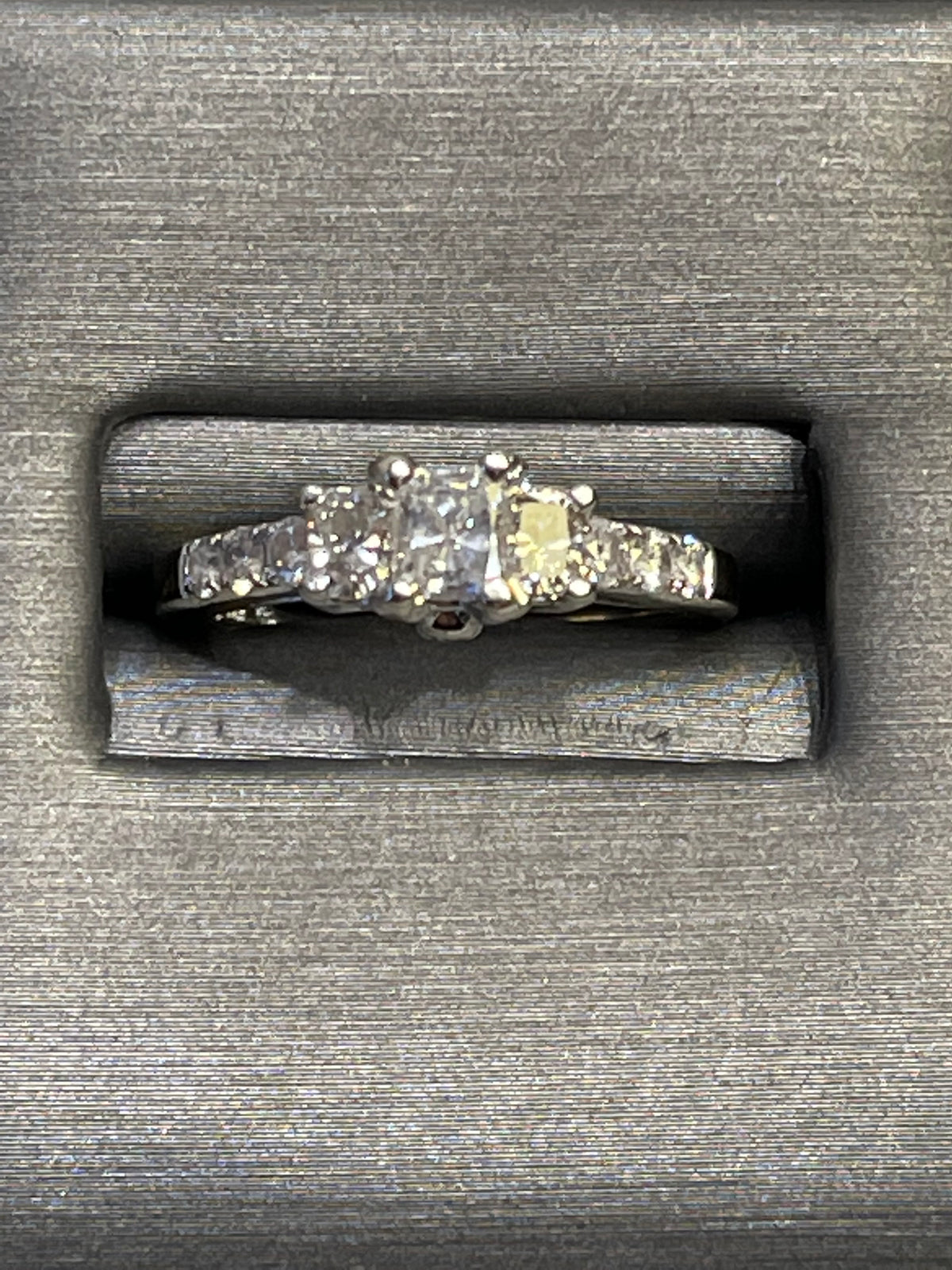14 Karat White Gold Radiant Cut Diamond Engagement Ring 3 Beautiful Radiant Diamonds W Round Accents