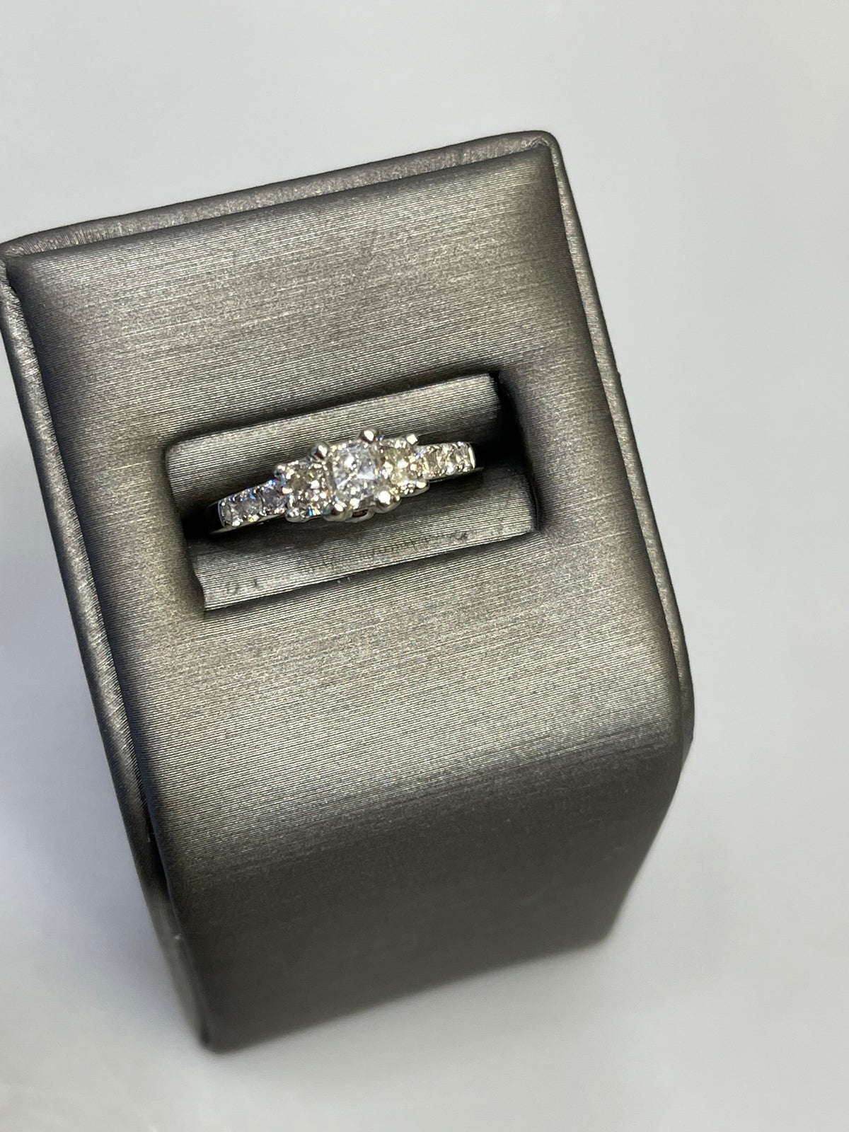 14 Karat White Gold Radiant Cut Diamond Engagement Ring 3 Beautiful Radiant Diamonds W Round Accents