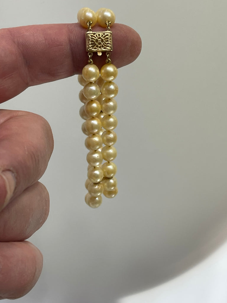 View eight of 14 KARAT YELLOW GOLD AND DOUBLE STRAND PEARL BRACELET